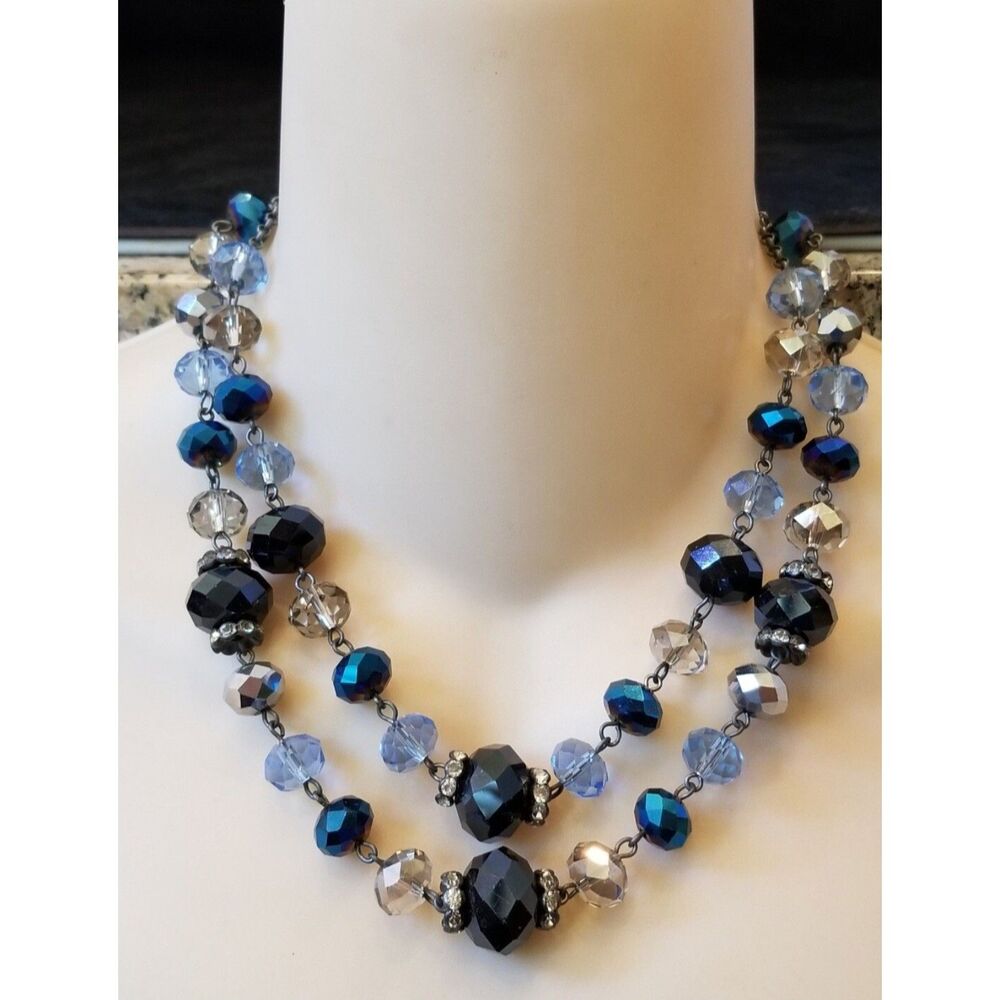 Vintage Crown Trifari Faceted-Crystal Double Strand Necklace